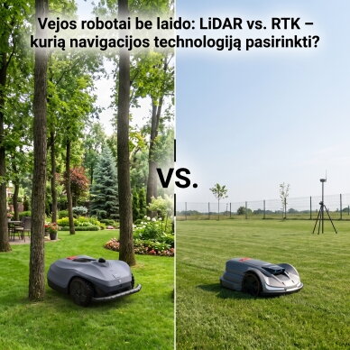 Vejos robotai be laido: LiDAR ar RTK – kurią navigacijos technologiją pasirinkti? Vejos robotai be laido: LiDAR ar RTK – kurią navigacijos technologiją pasirinkti?