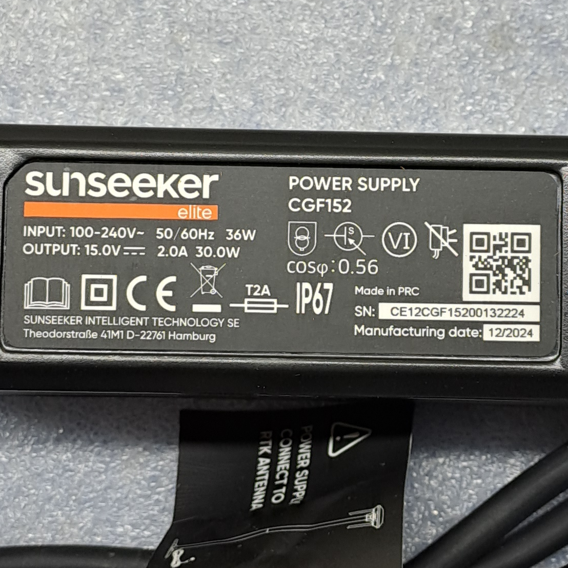 Maitinimo šaltinis 2A Sunseeker vejos robotų RTK antenai 1 Maitinimo šaltinis 2A Sunseeker vejos robotų RTK antenai 1